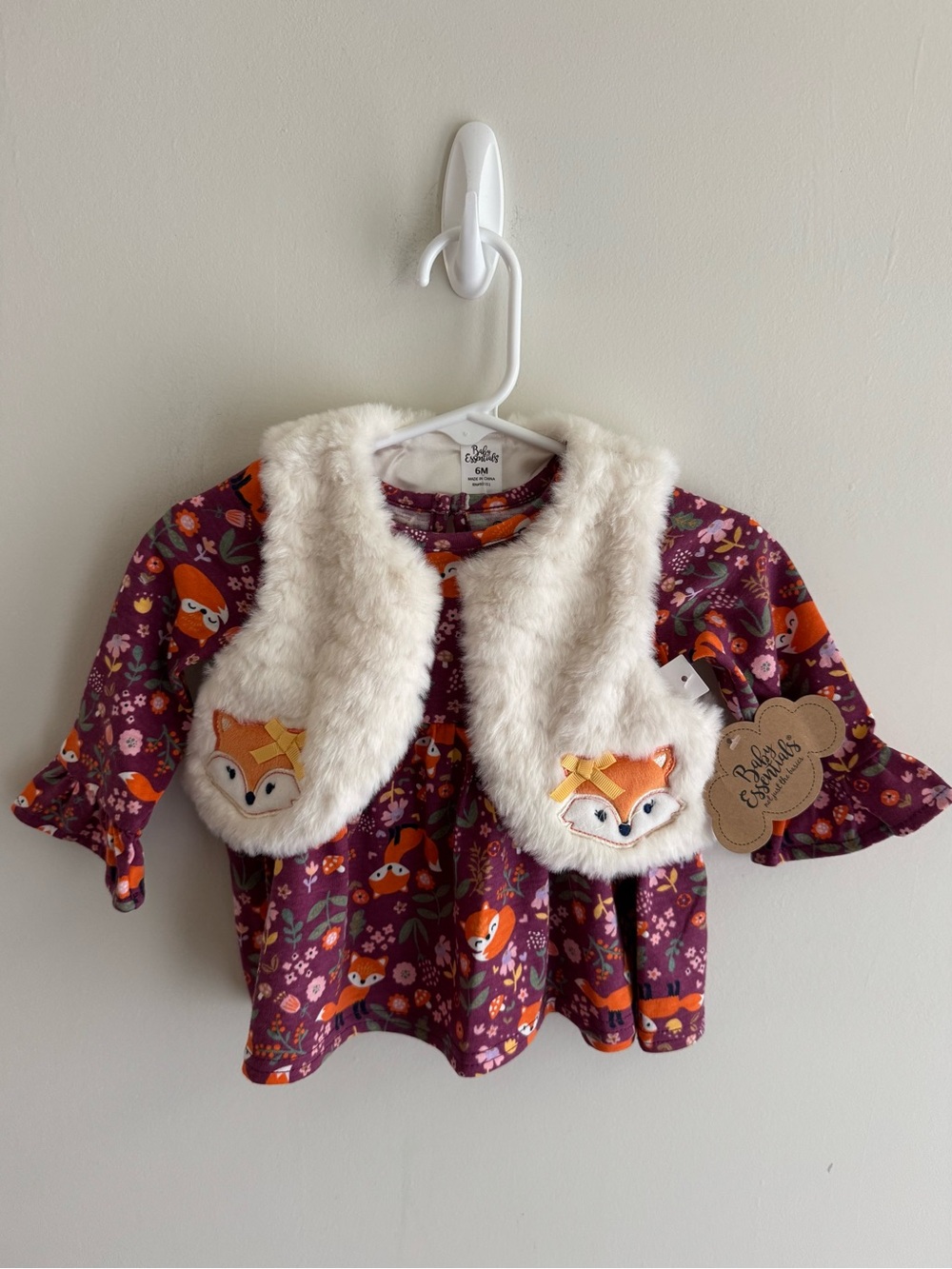 NWT Baby Essentials Fox Long Sleeve Shirt & Vest Set